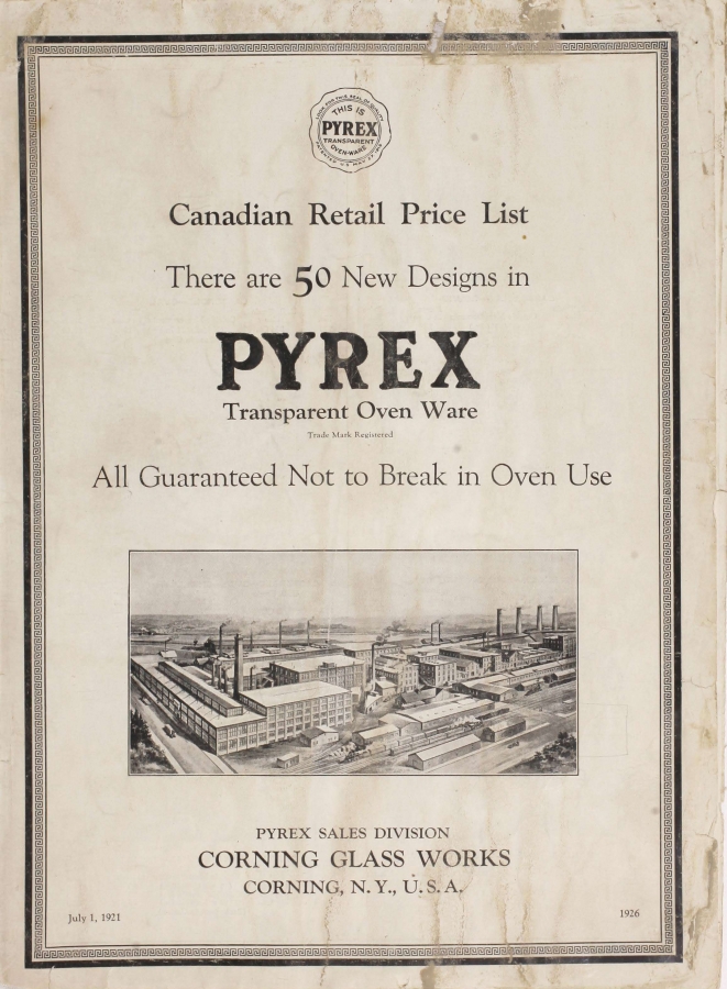Canadian retail price list: there are now 50 new designs in Pyrex oven ware