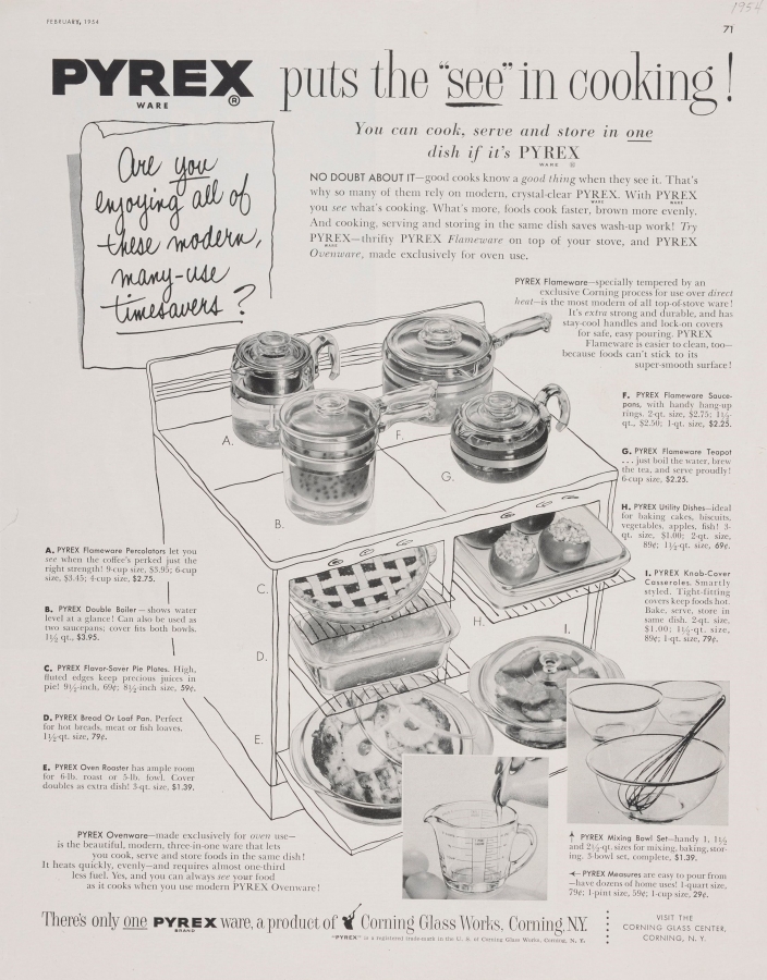 “Pyrex puts the ‘see’ in cooking!”
