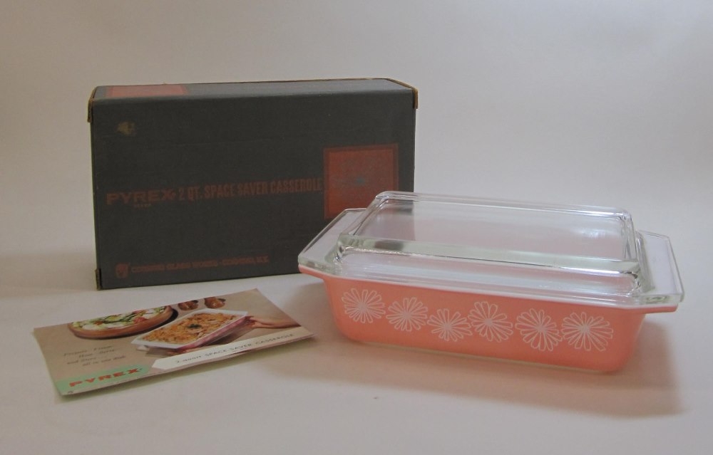 Pyrex “Pink Daisy” 2 Quart Casserole with Lid in Original Box