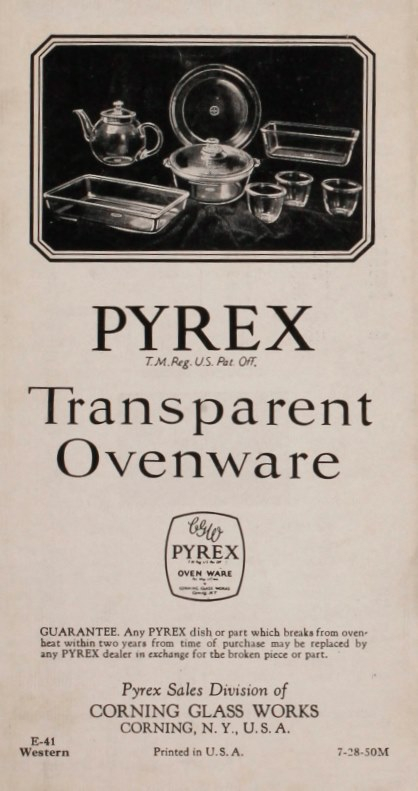 Pyrex: transparent ovenware, E-41 Western