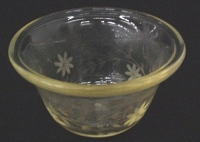 Engraved Pyrex Custard Cup, Corning Glass Works, made in Corning, NY, probably 1917-1925. Gift of Corning Inc., Dept. of Archives and Record Management. 98.4.173