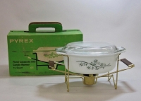 Pyrex “Floral” 1-1/2 Quart Casserole with Warmer in Original Box