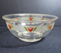 Pyrex Mixing Bowl with Red Tulip Decoration