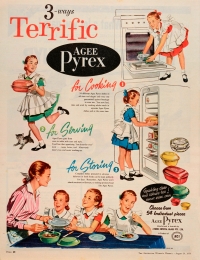 3-ways terrific. Agee Pyrex: for cooking, for serving, for storing