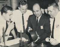 Engineers responsible for development of the Terra line at Corning’s Charleroi, Pennsylvania plant. Corning Gaffer, September 1964.